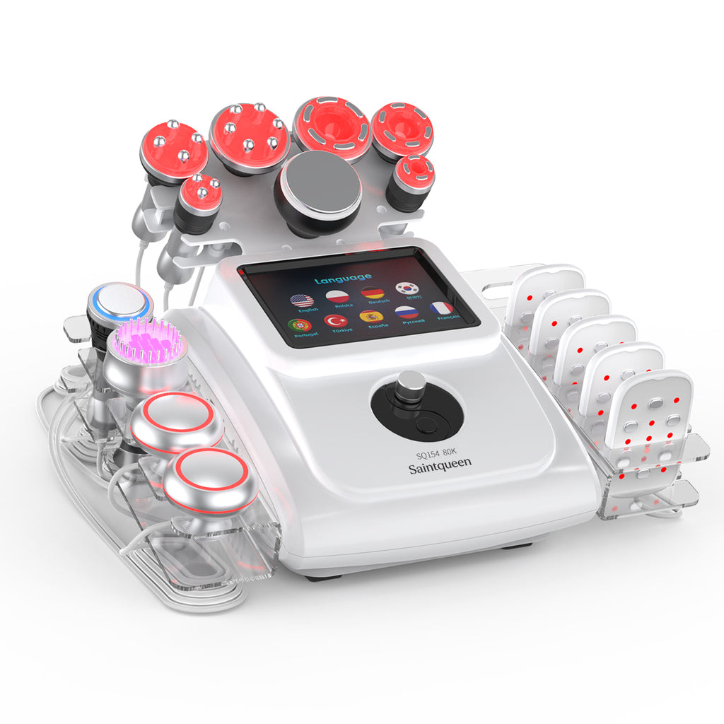 Mesin Kavitasi Ultrasonik 80K & RF SQ154B Max 11-dalam-1 dengan Pad Laser + Mikroarus