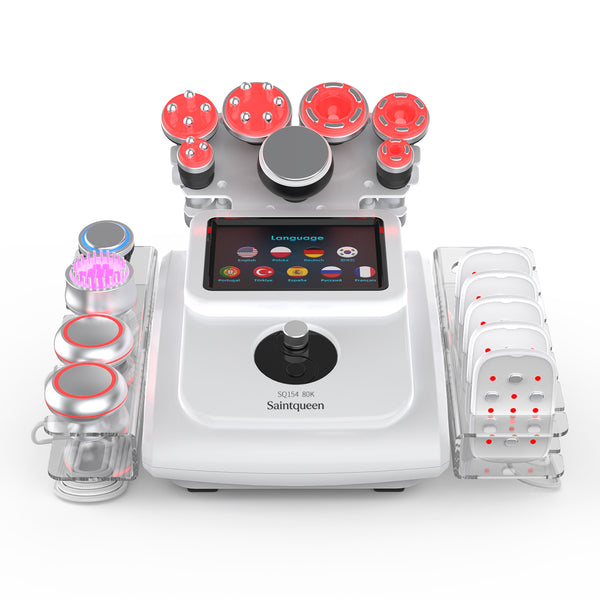 Mesin Kavitasi Ultrasonik 80K & RF SQ154B Max 11-dalam-1 dengan Pad Laser + Mikroarus