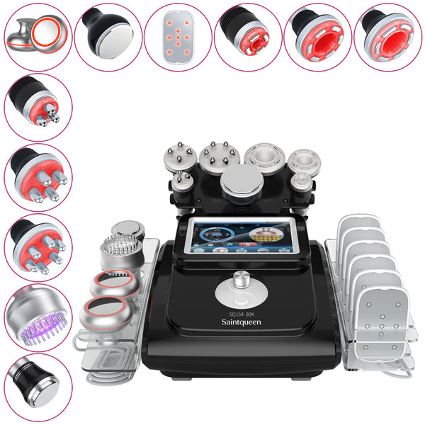Mesin Kavitasi Ultrasonik 80K & RF SQ154C Max 11-dalam-1 dengan Pad Laser