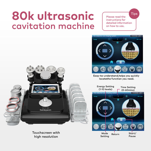 Mesin Kavitasi Ultrasonik 80K & RF SQ154C Max 11-dalam-1 dengan Pad Laser