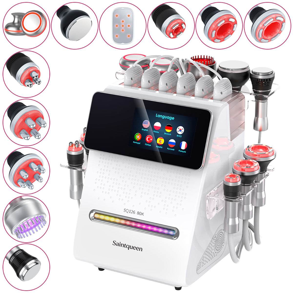 Mesin Kavitasi Ultrasonik 80K & RF SQ126A Max 11-dalam-1 dengan Pad Laser