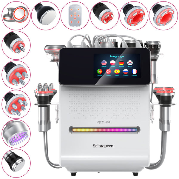 Mesin Kavitasi Ultrasonik 80K & RF SQ126A Max 11-dalam-1 dengan Pad Laser