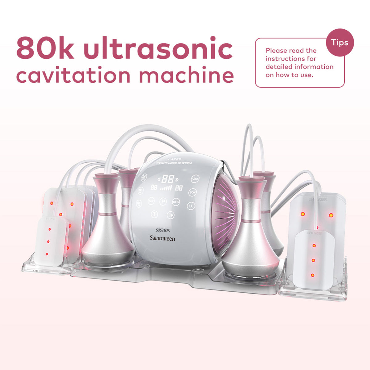 Mesin Kavitasi 80K, RF, Vakum & Lipo Laser SQ52 Pro 6-dalam-1