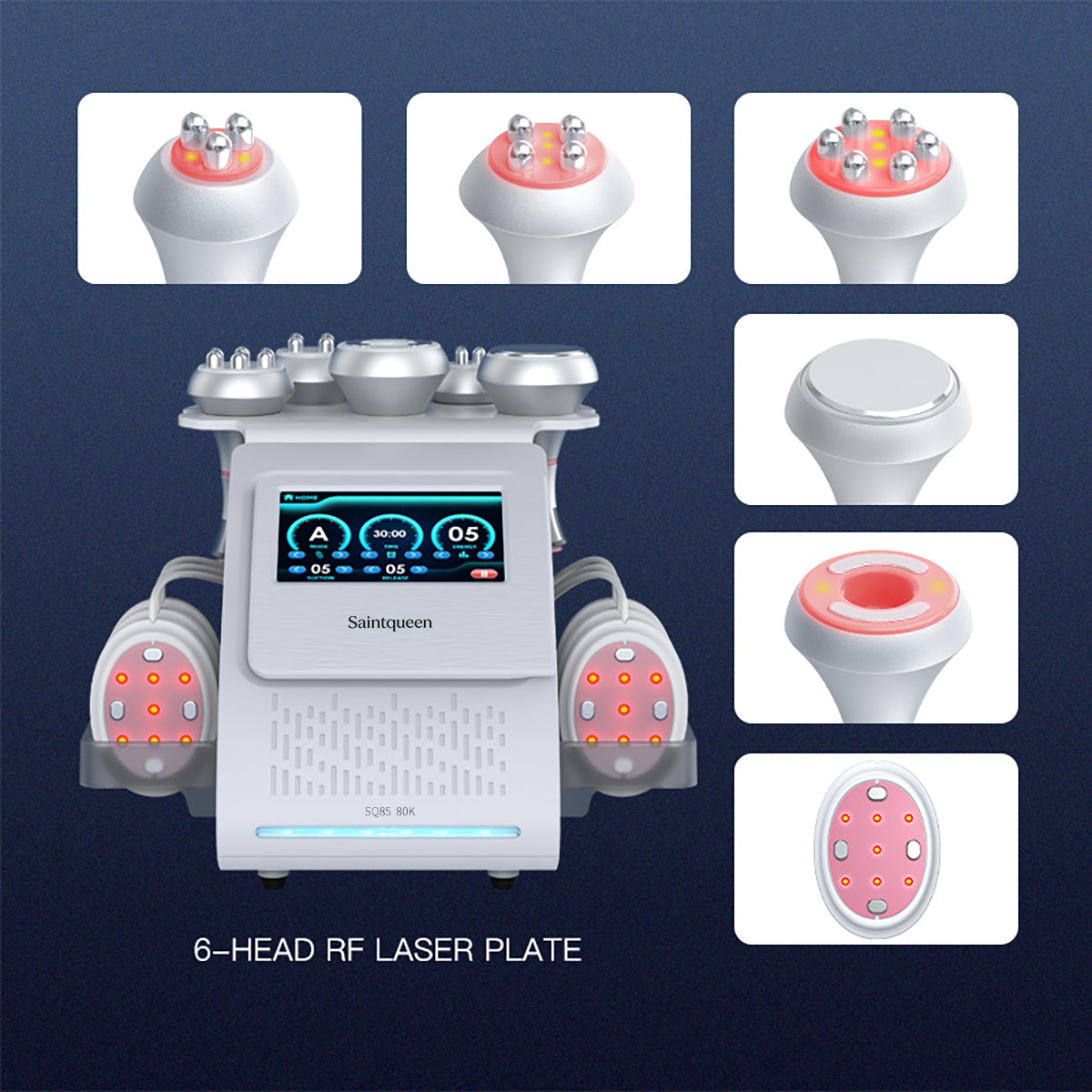 Mesin Kavitasi Ultrasonik 80K & RF SQ85B Pro 6-dalam-1 dengan Pad Laser + Mikroarus Imej kedua