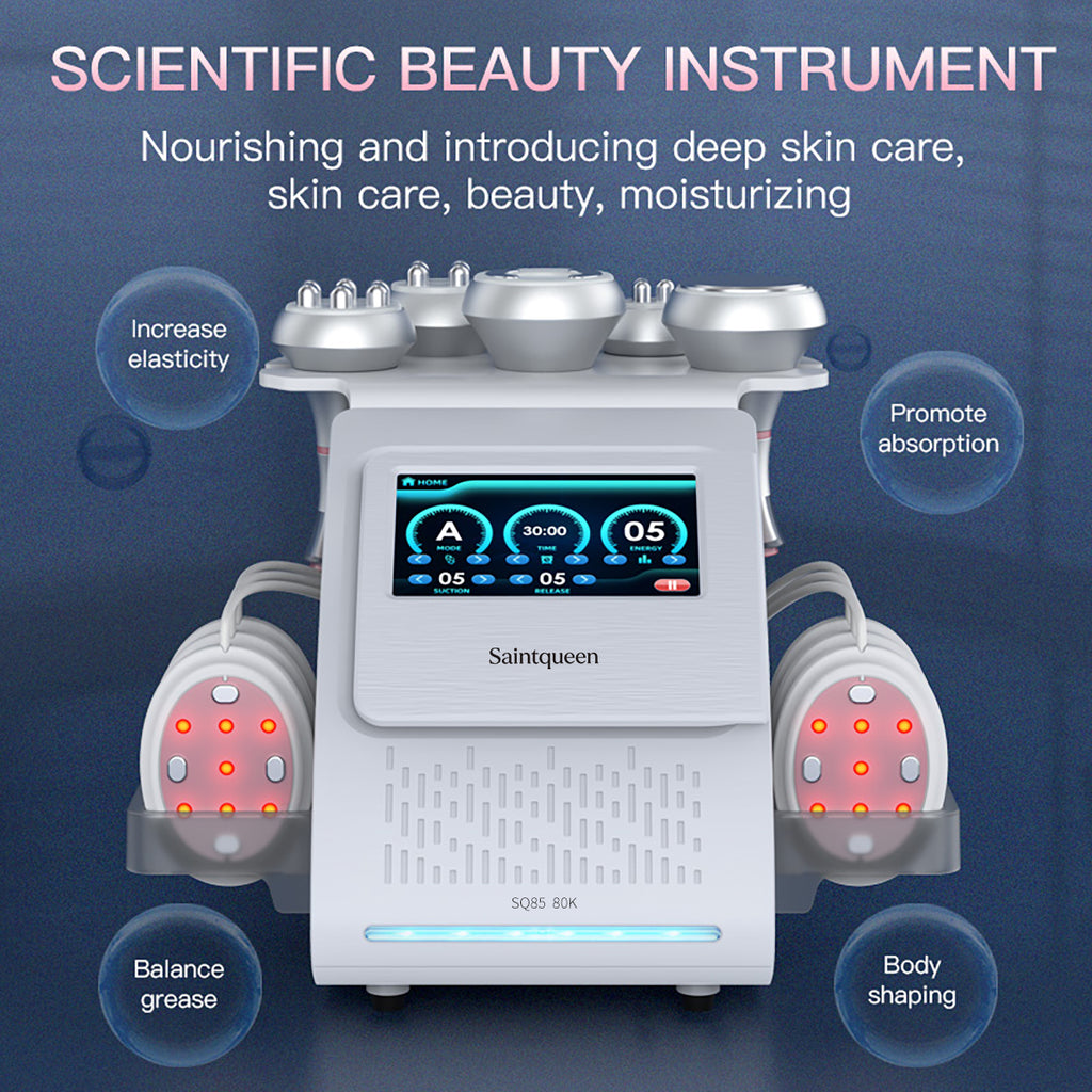 Mesin Kavitasi Ultrasonik 80K & RF SQ85B Pro 6-dalam-1 dengan Pad Laser + Mikroarus