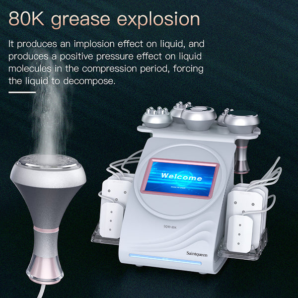 Mesin Kavitasi Ultrasonik 80K & RF SQ90C Pro 6-dalam-1 dengan Pad Laser