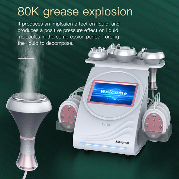Mesin Kavitasi Ultrasonik 80K & RF SQ90B Pro 6-dalam-1 dengan Pad Laser + Mikroarus