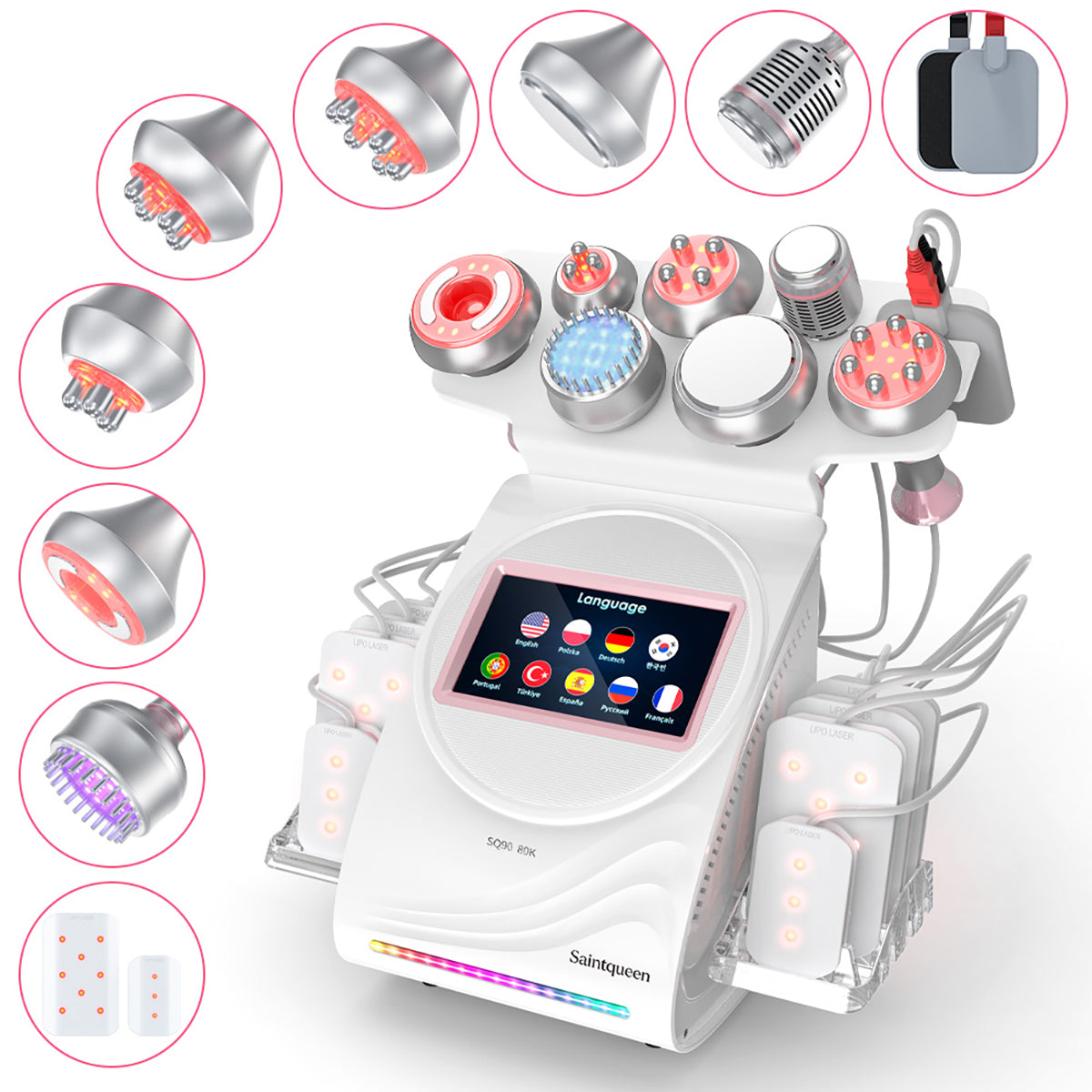 Mesin Kavitasi Ultrasonik 80K & RF SQ90D Plus 9-dalam-1 dengan Pad Laser