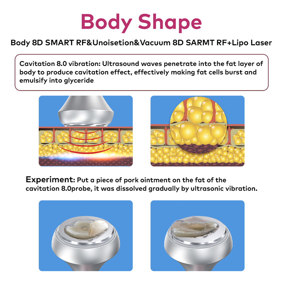 Mesin Kavitasi Ultrasonik 80K & RF SQ90D Plus 9-dalam-1 dengan Pad Laser