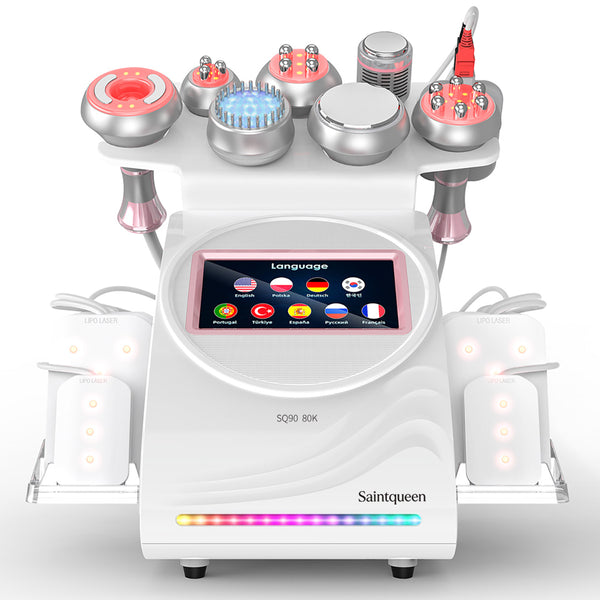 Mesin Kavitasi Ultrasonik 80K & RF SQ90D Plus 9-dalam-1 dengan Pad Laser