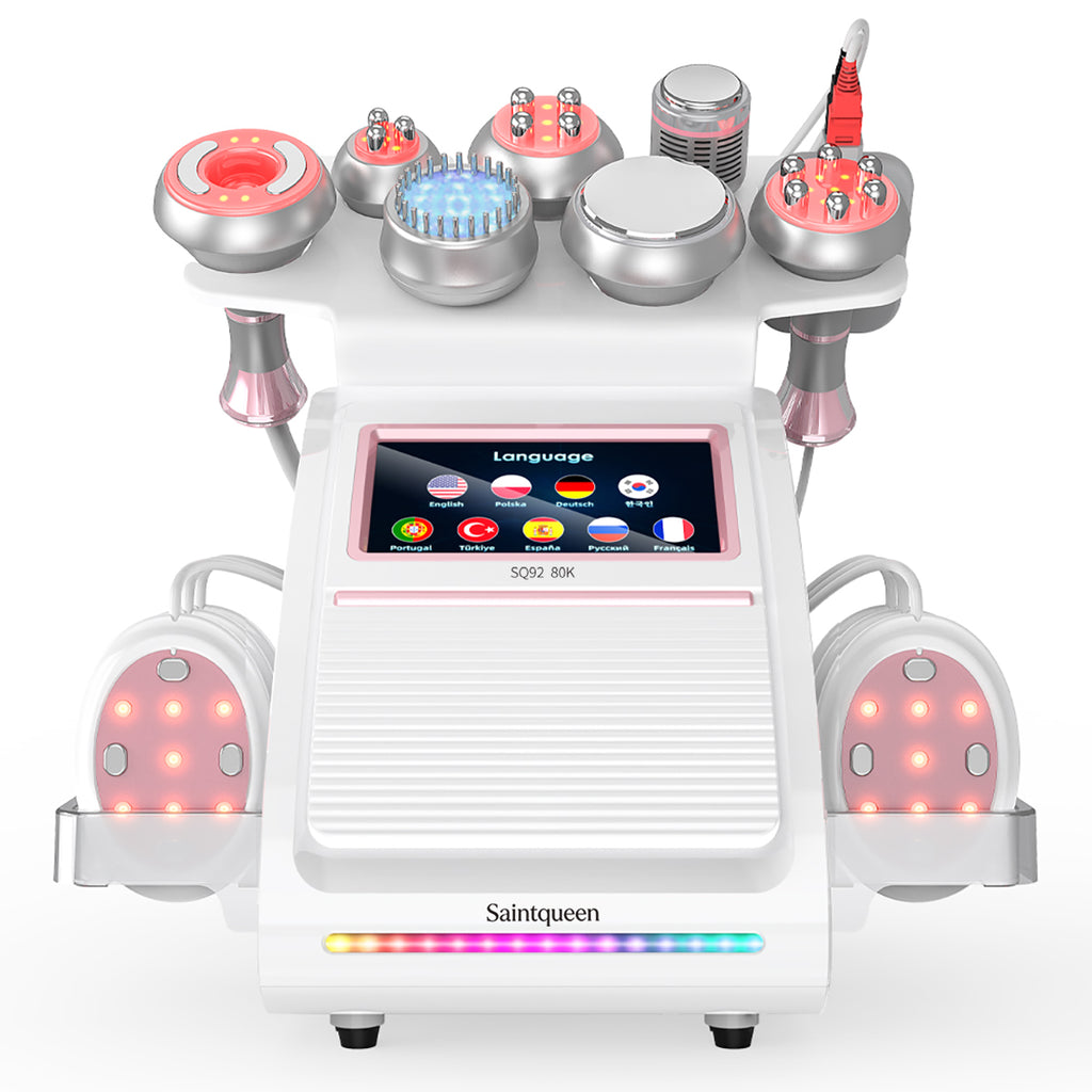 Mesin Kavitasi Ultrasonik 80K & RF SQ92E Plus 9-dalam-1 dengan Pad Laser + Mikroarus