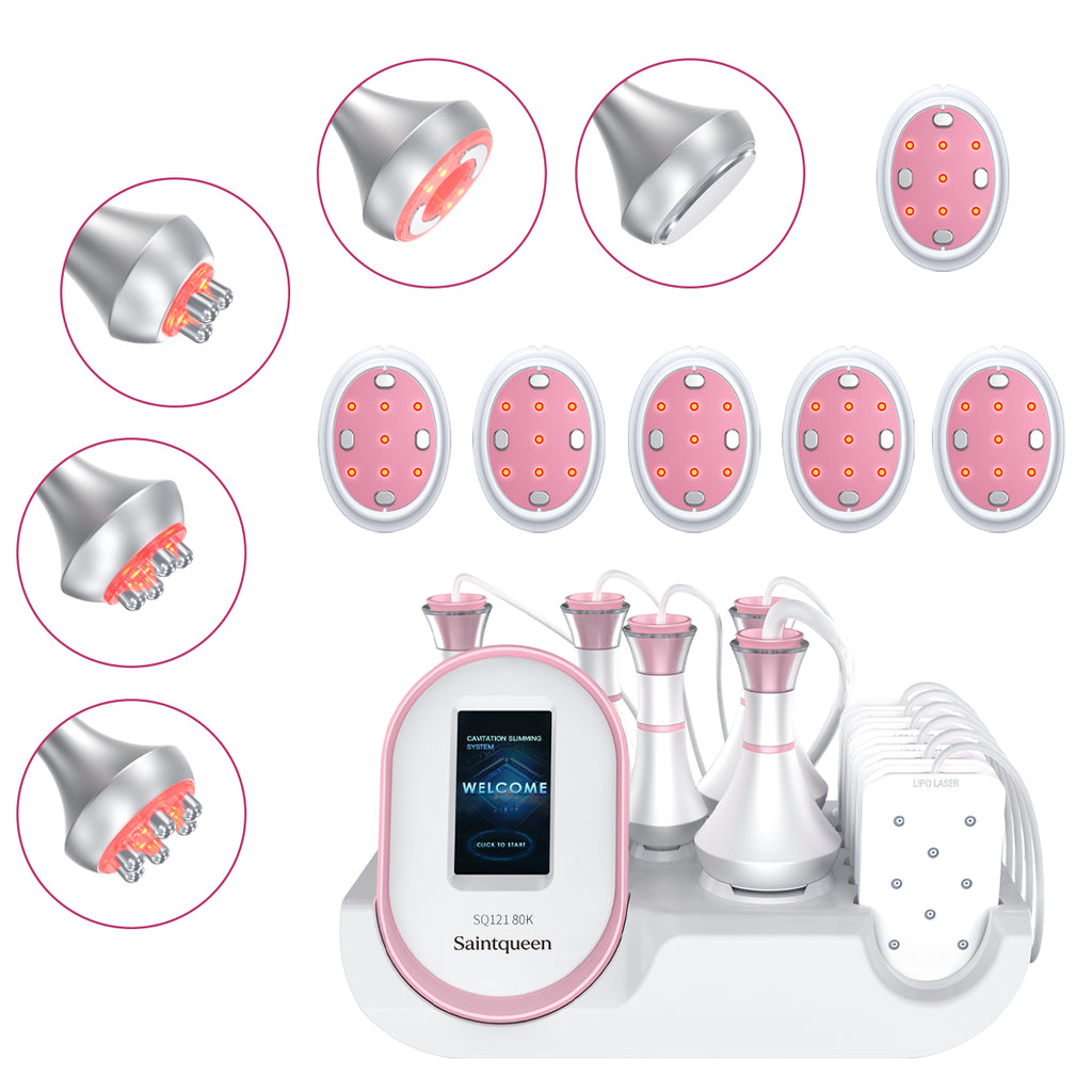 Mesin Kavitasi 80K, RF, Vakum & Papan Laser + Mikroarus EMS SQ121B Pro 6-dalam-1