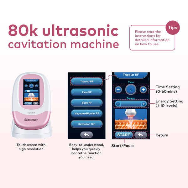 Mesin Kavitasi 80K, RF & Urutan Vakum SQ95A Pro 5-dalam-1