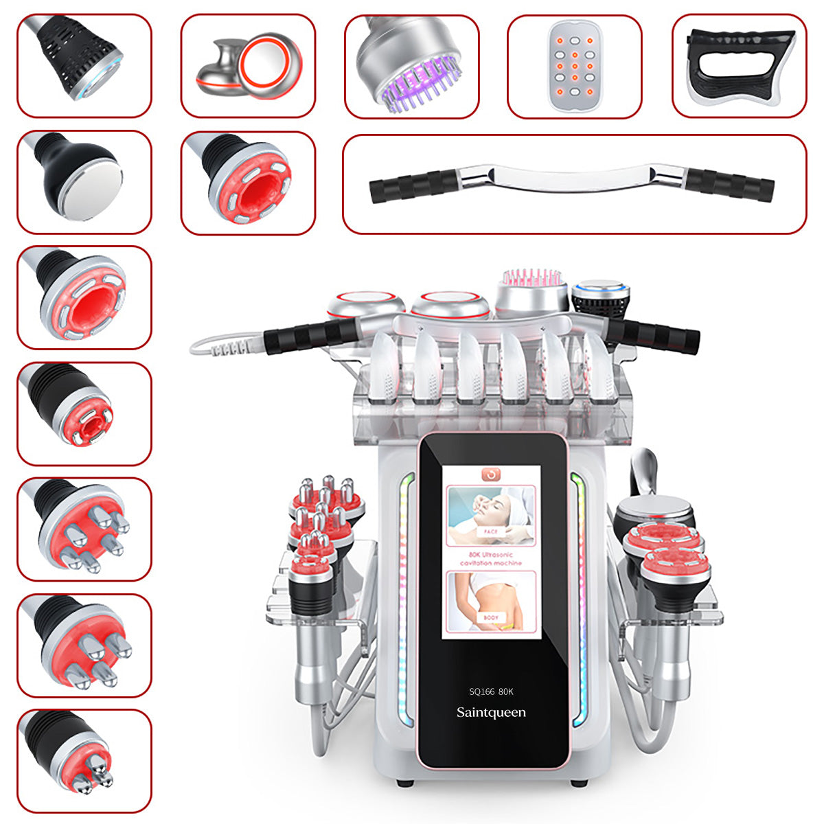 Mesin Kavitasi Ultrasonik 80K & RF SQ166 Ultra 13-dalam-1 dengan Pad Laser + Mikroarus Imej utama