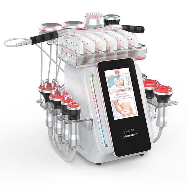 Mesin Kavitasi Ultrasonik 80K & RF SQ166 Ultra 13-dalam-1 dengan Pad Laser + Mikroarus