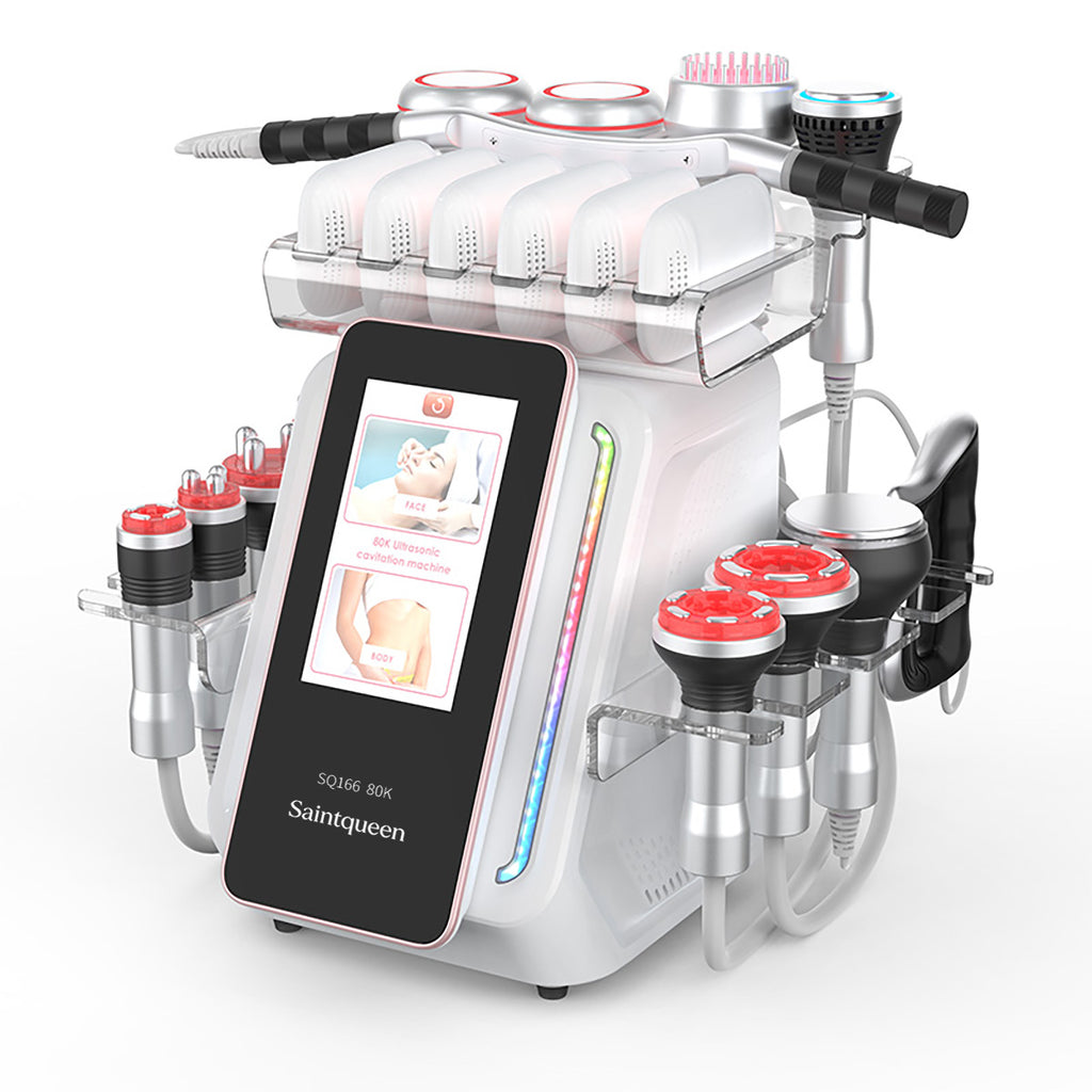Mesin Kavitasi Ultrasonik 80K & RF SQ166 Ultra 13-dalam-1 dengan Pad Laser + Mikroarus