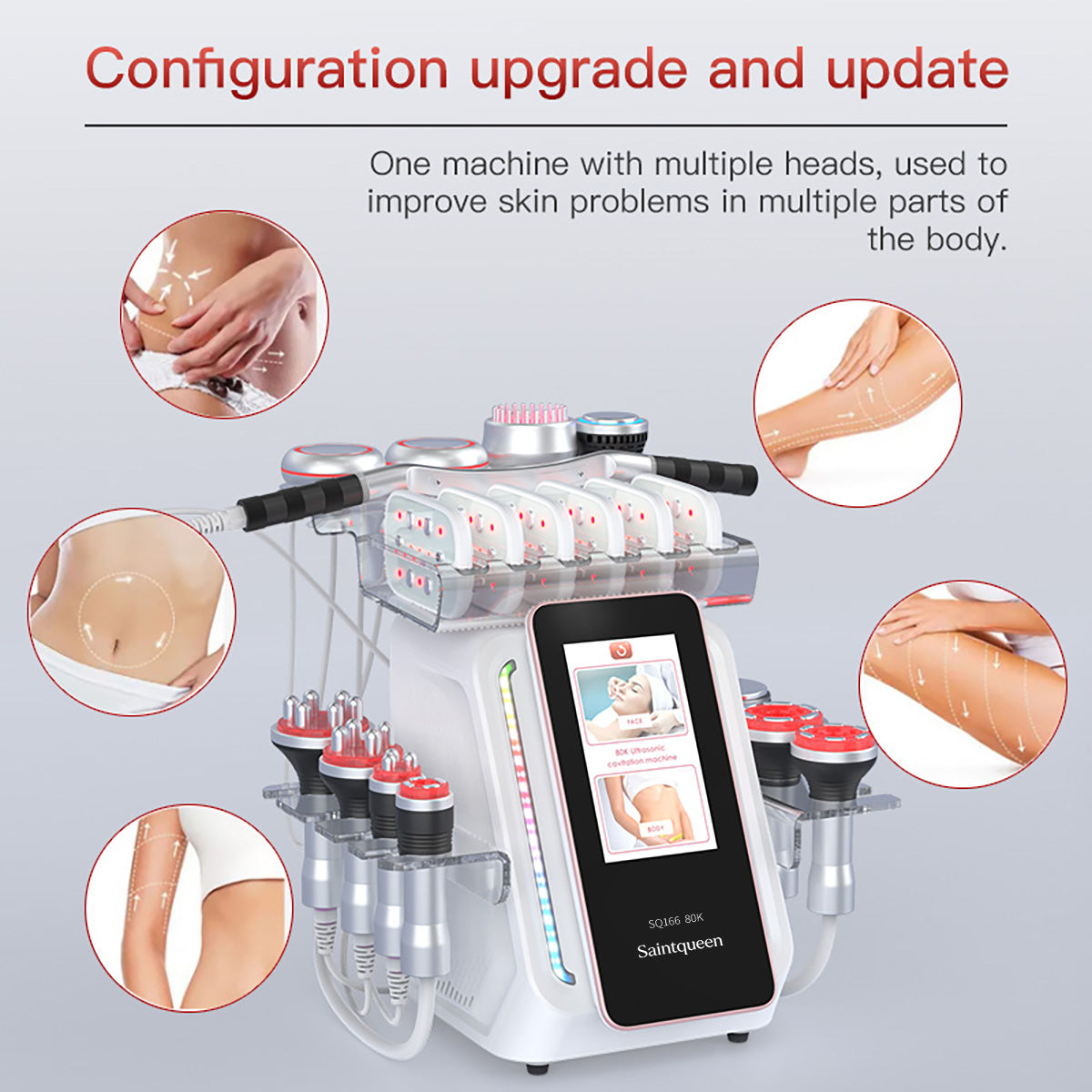 Mesin Kavitasi Ultrasonik 80K & RF SQ166 Ultra 13-dalam-1 dengan Pad Laser + Mikroarus