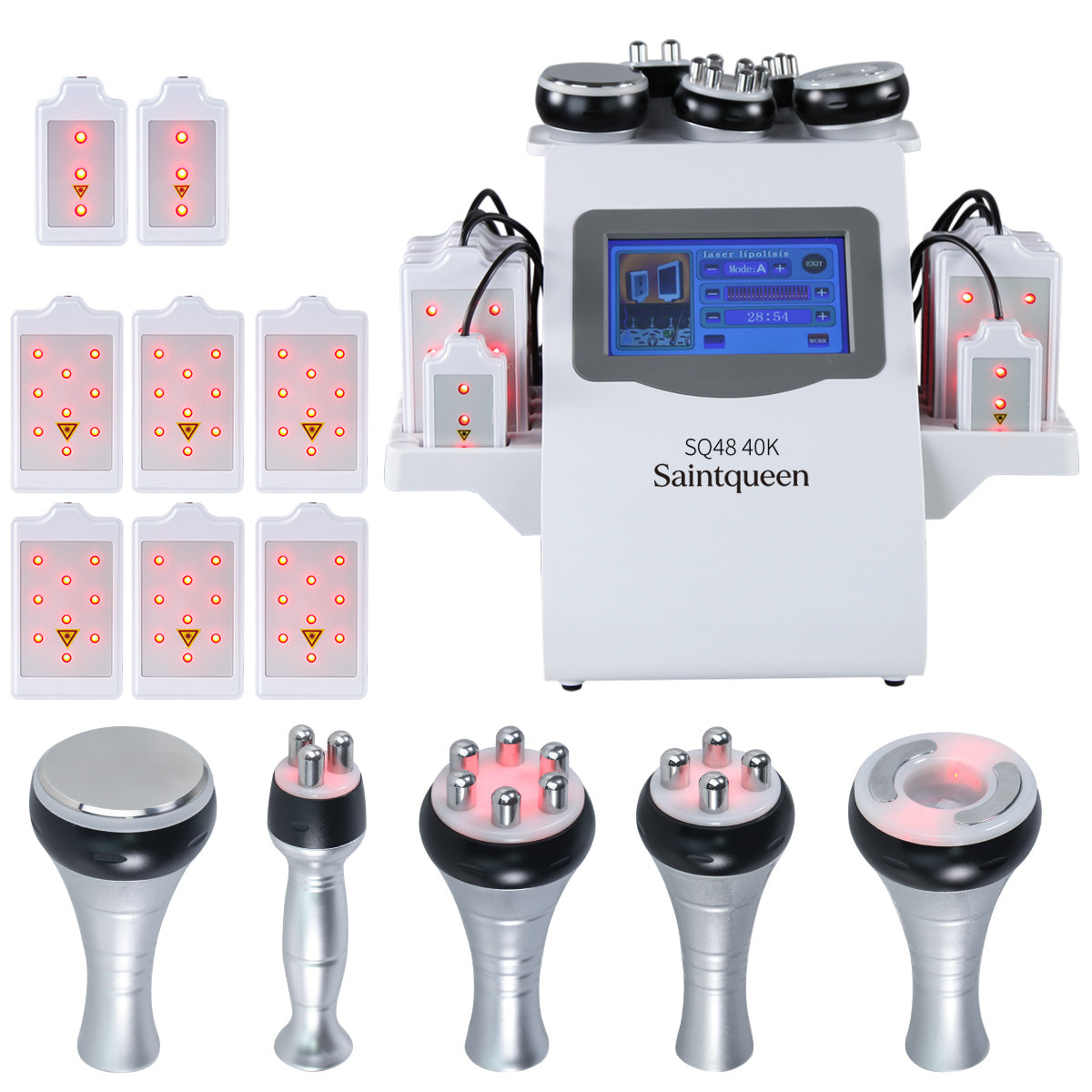 Mesin Kavitasi Ultrasonik 40K & RF SQ48 Pro 6-dalam-1 dengan Pad Laser Imej kedua