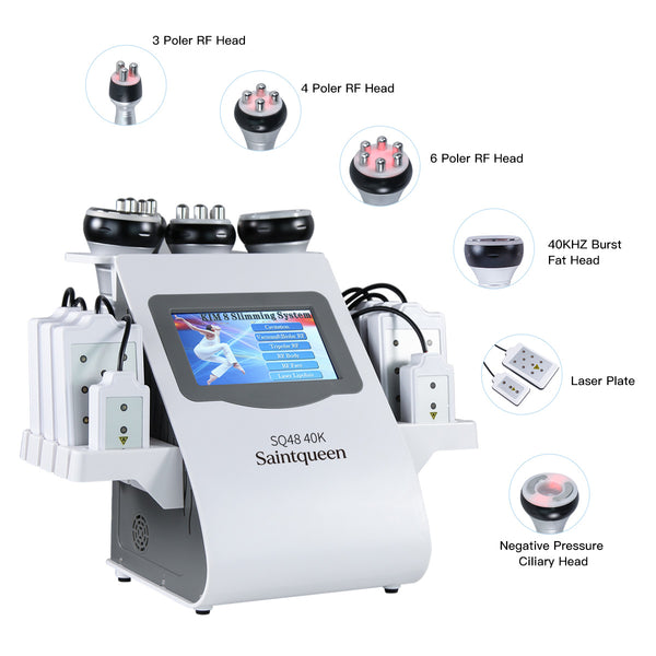 Mesin Kavitasi Ultrasonik 40K & RF SQ48 Pro 6-dalam-1 dengan Pad Laser