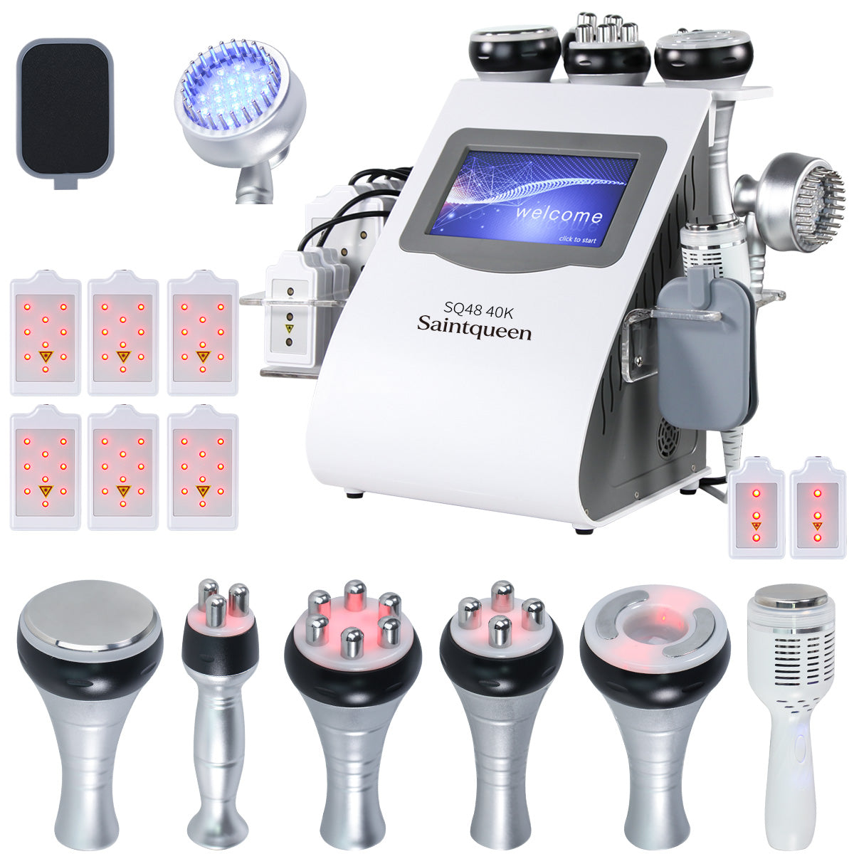 Mesin Kavitasi Ultrasonik 40K & RF SQ48 Plus 9-dalam-1 dengan Pad Laser Imej kedua
